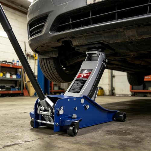 Image of Jack Boss 6600LBS Floor Jack, 3 Ton Capacity Car Jack, Low Profile Protable Hydraulic with Dual Pumps, Quilckly Lift and Slow Descent, Lifting Range 3-1 /8 inch Min to 20 inch Max Blue and Grey