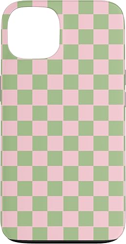 Caja de ajedrez para iPhone 13 Mini Checker Box Pink Sage Green Case