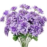 Maysing 6 Pcs 18 Heads Artificial Dahlia Flowers 16.54' Large Fake Dahlias with Stems Real Looking Ivory for DIY Wedding Bouquets Bridal Shower Centerpieces Floral Arrangement Home Decor(Light Purple)