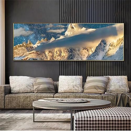 Affiches et impressions de paysage vintage et peinture sur toile de montagnes dorées
