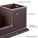 PUSU Desk Pencil Holder, PU Leather Pen Holder for Desk, Executive Desk Organizers and Accessories, Multifunctional Desk Organizer with 4 Compartments Storage Business Card/Pen/Pencil/Phone/Stationery