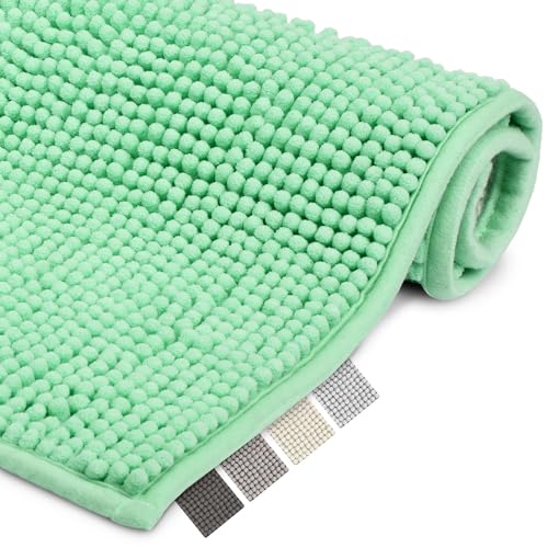 Beautissu Tapis de Bain Antiderapant 80x50 cm Chenille Tapis Salle de Bain Absorbant – Moelleux Tapis de Douche – Tapis Sortie de Douche Tapis de Bain Vert...