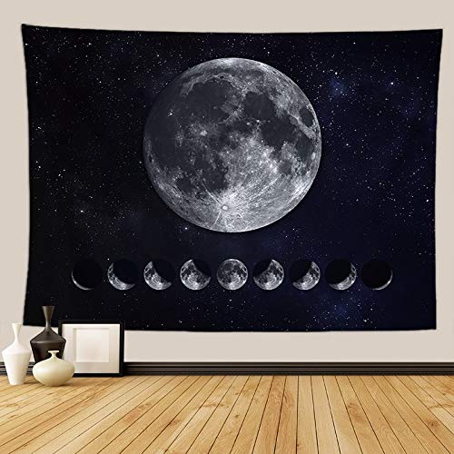 KHKJ Tapisserie psychédélique Galaxie Lune Paysage tenture Murale dortoir tête de lit Mandala Tapis Mural Ciel étoilé Couverture Murale A14 150x130 cm
