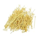 Aexit 200Pcs 4cm Lighting fixtures and controls Length Copper Chandelier Connector Golden Tone for Crystal Light