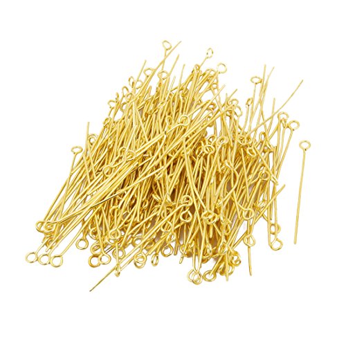 Aexit 200Pcs 4cm Lighting fixtures and controls Length Copper Chandelier Connector Golden Tone for Crystal Light