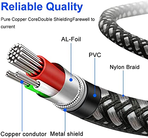 Yeung Qee 2RCA Male to 2RCA Female Extension Cable 2m, 2 RCA Extension Cable Nylon braid 2 RCA Female Stereo Audio Extension Cord (2M) - Image 5