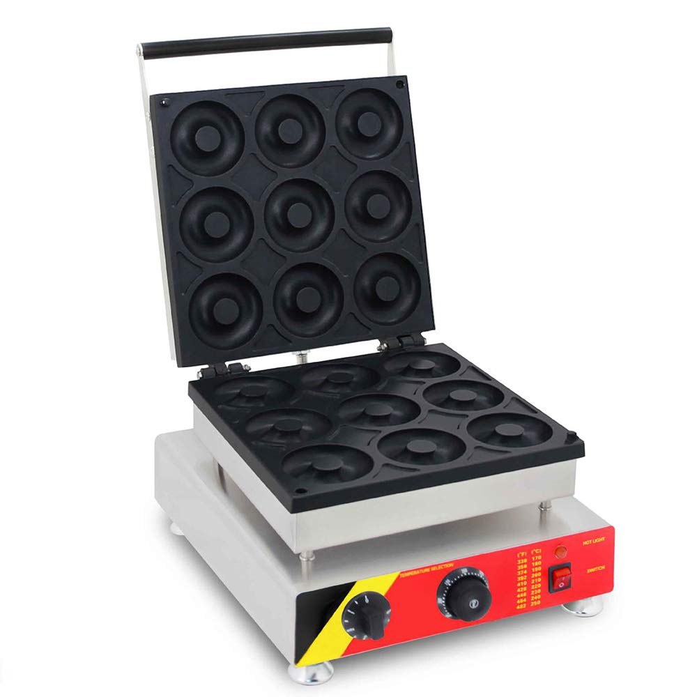 Genérico Donut Maker Machine - Nonstick, Teflon Coated, Acero Inoxidable con termostato Ajustable - CREA Donuts (5 pcs, 2.2kW)