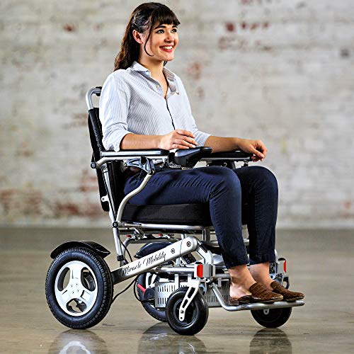 Miracle Mobility Freedom Series Gold XLD10 Electric Folding Mobility Wheelchair with Two 250W Motors and Two 24V, 144Wh Lithium Ion Batteries, Silver