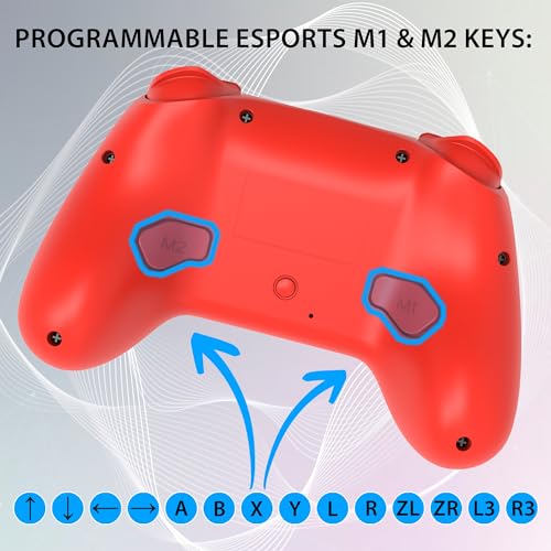 Mando Switch inalámbrico bluetooth compatible con Switch 2 giroscopio vibración LED rojo 6