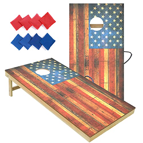 UDIY Wooden Cornhole Toss Game Set - Include Regulation Size 4x2 Feet Corn Hole Board and 8 Bean Bags, Suit for Outdoor, Backyard, Family Gathering, Beach, Wedding Game