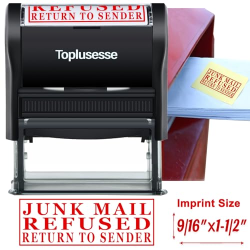 Toplusesse Selo de retorno ao remetente, selo de borracha auto-entintável, personalizável, auto-tinta, lixo eletrônico, rejeitado, devolução ao remetente, material de escritório de negócios, opções