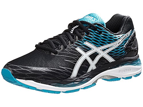 ASICS Men's Gel Nimbus 18 Running Shoe, Black/White/Island Blue, 10 M US
