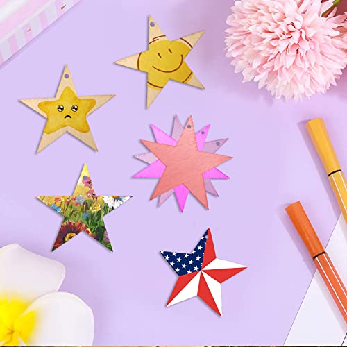 Yueton 30Pcs 8Cm/3.15Inch Wooden Star Hanging Ornaments Unfinished Blank Star Wood Pieces Wood Slices Wood Chips Gift Tags Wooden Star Embellishment Tags Christmas Tree Star Cutouts Ornaments #TOP2