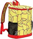 Backpack Cooler Insulated, Softball Cooler, Soft Lightweight Portable Large Capacity, Side Pockets; Great for Softball Games, Tailgating, Camping, Hiking, Lake, Picnic, Tournaments, Gifts, Coach