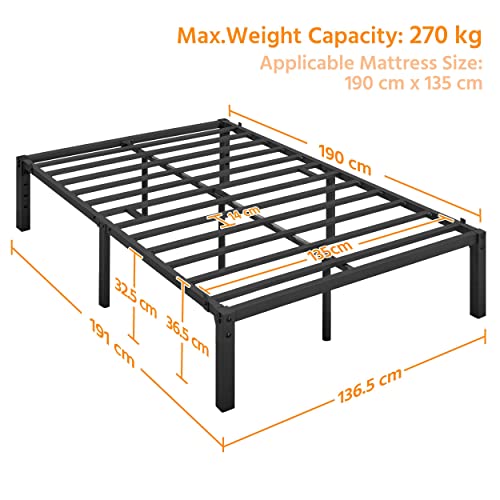 image for Yaheetech 36 cm 4ft6 Double Metal Platform Bed Frame with Heavy Duty S