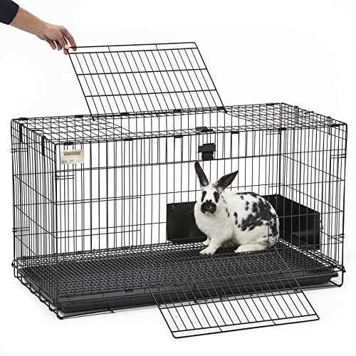 Image of MidWest Homes for Pets Medium Wabbitat Rabbit Cage, Grid Mesh Floor, Removable Tray, Top & Front Door Access, Rust Resistant Finish, No Tools Required