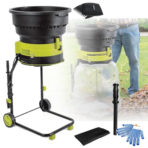 Trituradora de jardín, trituradora de hojas eléctrica silenciosa, trituradora de abono, velocidad de 8000 rpm, con bolsa recolectora desmontable para desechos de jardín, hojas y ramas,60m-Power-Cord