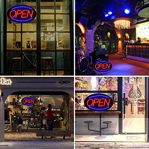 Meetuled Led Neon Open Sign 23” X 14” Electronic Billboard Bright Advertising Board Window Display Sign Flashing And Steady Light With Hang Chain For Business #TOP6