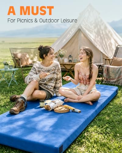 Image of GAIALOOP 3 Inch Memory Foam Camping Mattress, Dual Layer Thick Sleeping Camp Pad for Car Tent Cot, Roll-Up Portable Glamping Floor Bed for Guests Sleepover