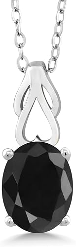 Miniatura 9 de Collar con colgante de piedras preciosas de ónix negro de plata de ley 925 para mujer 200 quilates ovalados con cadena de plata de 180in
