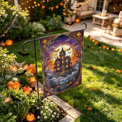 Haunted House Pumpkin Halloween Garden Flag 12×18 Inch Double Sided Decor - image 4