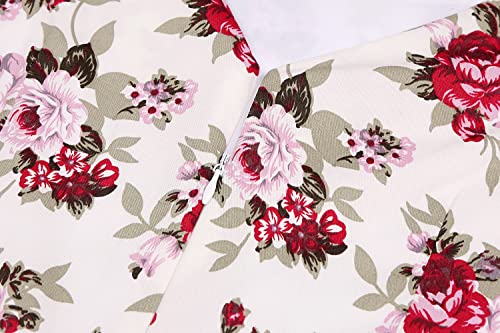 Mintlimit Women's 1950S Rockabilly Cocktail Party Dress 3/4 Sleeve Round Neck Retro Vintage Swing Dress (Floral White Pink #2, Size S) #TOP5