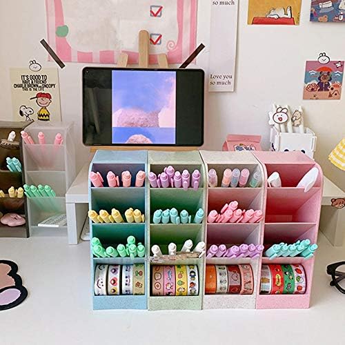 SITAKE Pen Holder Organiser, 4 Colors Pencil Pot Organiser and Storage, Big Desk Organiser and Accessories, Cute Stationary for Student, Teacher, Officer and School Supplier (4 Colours Big)