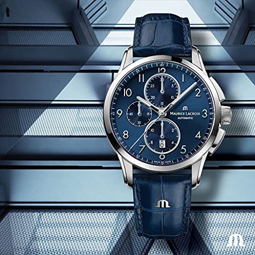 Maurice Lacroix Pontos 43mm Chronograph | Stainless Steel/Blue Calf Leather Strap2