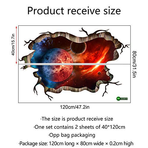 Cosmic Galaxy Wall Decals Broken Wall View 3D Magic Milky Way Outer Space Planet Stickers Murals Wallpaper Decor For Home Floor Ceiling Living Room Kids Room #TOP5