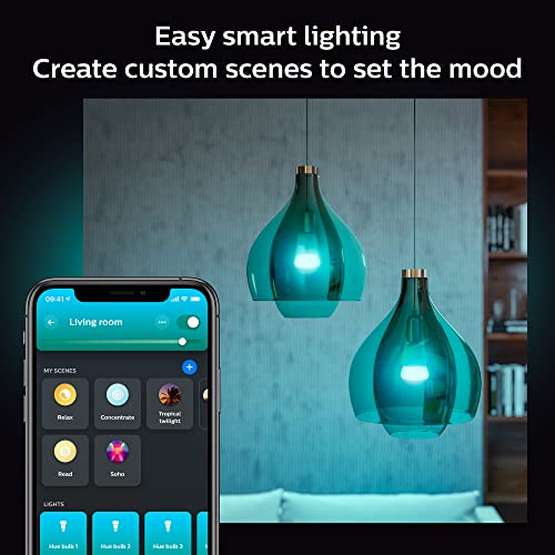 Philips Hue White and Colour Ambiance Smart Light Bulb 2 Pack 75W - 1100 Lumen & Lavazza A Modo Mio Milk Easy Frother, for Milk-Based Recipe, Black