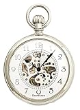 Desperado Chrome Plated Wind Up Mechanical Pocket Watch with Skeleton 17 Jewel Movement, Arabic Nume