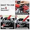 Tevlaphee Steering Wheel Lock Twin Bar, Steering Lock, Car Steering Wheel Locks, Car Lock Anti-Theft Device, High Visibility, Heavy Duty, Universal Fit, Adjustable Length,3 Keys(Red) #5