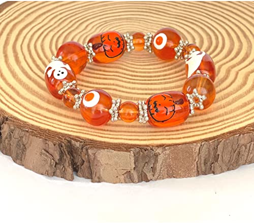 Halloween Bracelet For Women, Trick Or Treat Bracelet, Spooky Jack O' Lantern Pumpkin Jewelry Gift 1 pc3