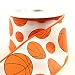 Basketball Wired Ribbon Orange Black and White 2.5" X 10 Yards : RG1753