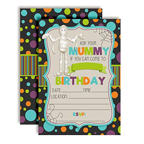Cute & Funny Ask Your Mummy Halloween Birthday Party Invitations, 20 5"X7" Fill In Cards With Twenty White Envelopes By Amandacreation #TOP9