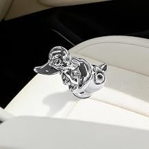 Angry Duck Car Hood Ornament, Self-Adhesive 3D Chromed Metal Car Decorations, High Shine Electroplated Polished Vehicle Exterior Charm Accessories for Desktop, Cabinet Silver
