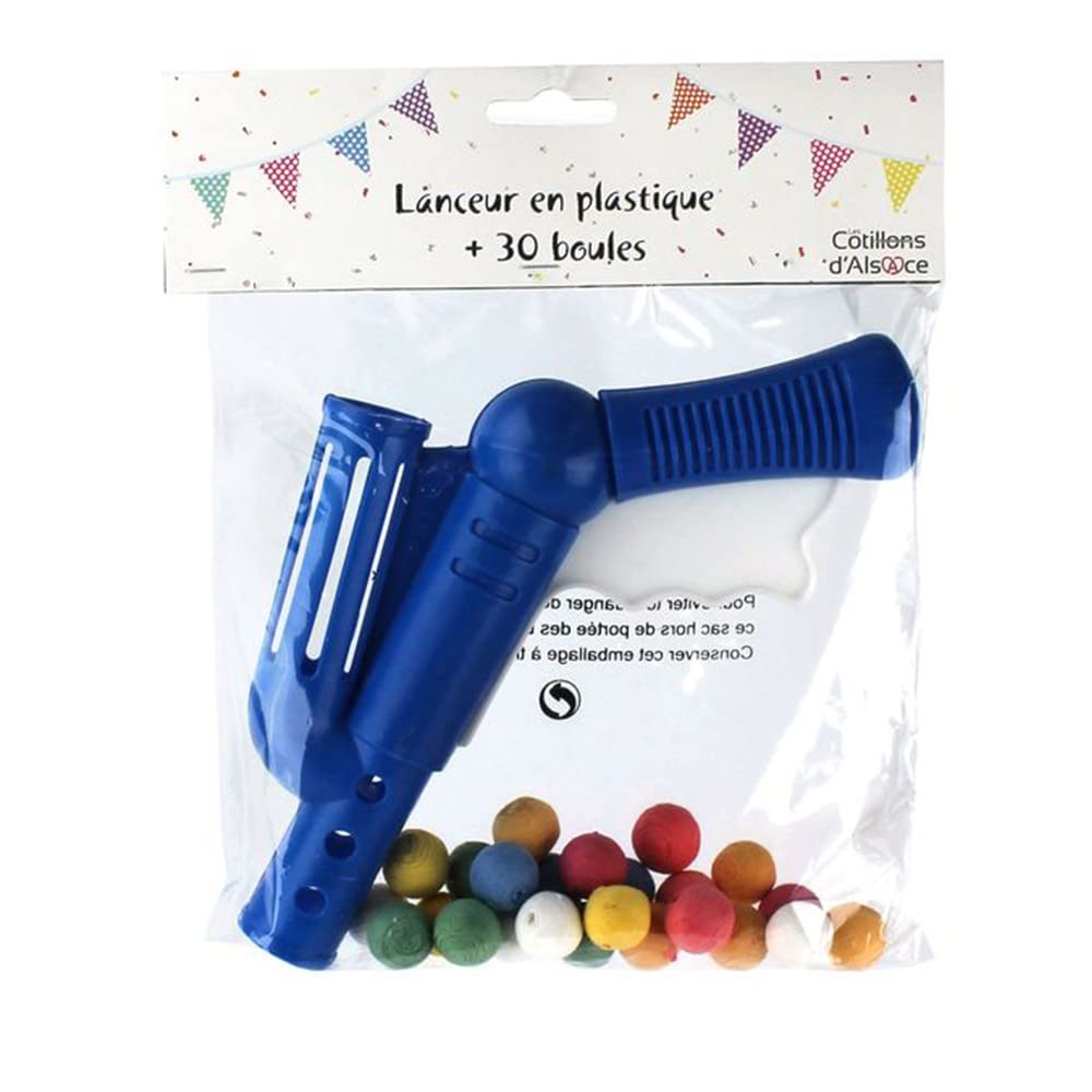 Cotillons d'Alsace CDA Lanceur Plastique 30 Boules Papier Multicolore