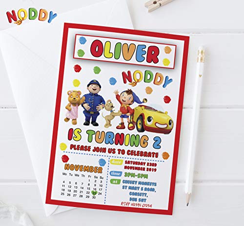 10 Personalised Noddy In Toyland Invites Invitations Boy Girl 1st 2nd 3rd 4th 5th Birthday
