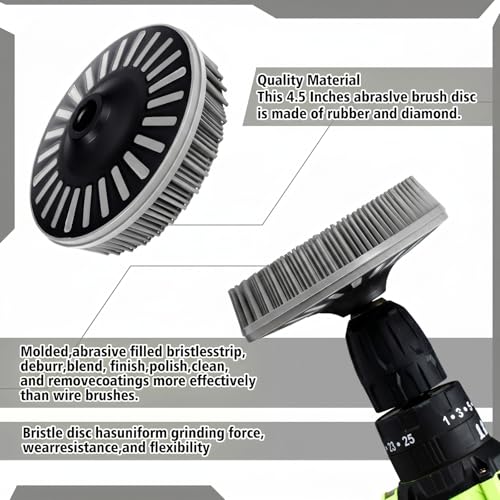 Image of Zhehao 4-1 /2 inch Grey 120 Grit Bristle Disc with 5 /8 inch-11 Threaded Hub Ceramic-Aluminum Oxide Abrasive Brush for Angle Grinder Remove Paint, Rust, Coatings, Weld Slag, Contaminants Max 12000 RPM Speed