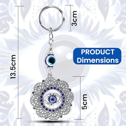 Image of Storite Evil Eye Mandala Keychain, Blue and Silver