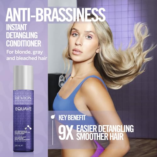 REVLON PROFESSIONAL EQUAVE ANTI-BRASSINESS BI-PHASE DETANGLING CONDITIONER, Conditioner For Blonde, Gray, and bleached Hair, Leave-In Conditioner, Anti-Brassiness Leave-In Conditioner, 200ml - Image 4