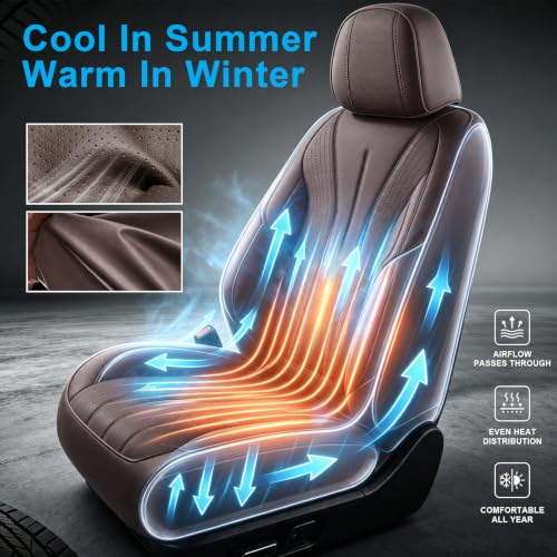 Image of Car Seat Covers Full Set for Toyota RAV4 Hybrid 2016-2026, Brown | Custom Nappa Leather with Full Coverage Waterproof and All-Season Comfort, Designed for Daily Family Use & Pet Scratches