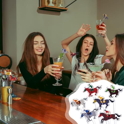 Jingmore 24 Pcs Derby Day Cocktail Stirrer Horse Racing Cocktail Sticks Acrylic Reusable Derby Stirrer for Party Equestrian Themed Event(Race Horse) by Jingmore - Image 5