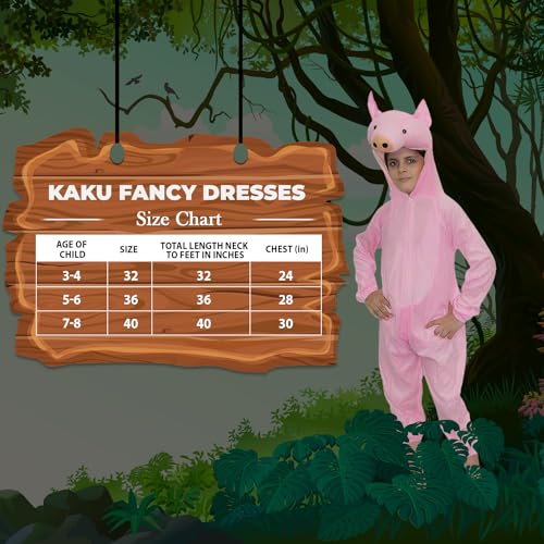 Image of Kaku Fancy Dresses Pig Farm Animal Costume for Kids - Pink, 7-8 Years | Animal Fancy Dress for Boys & Girls