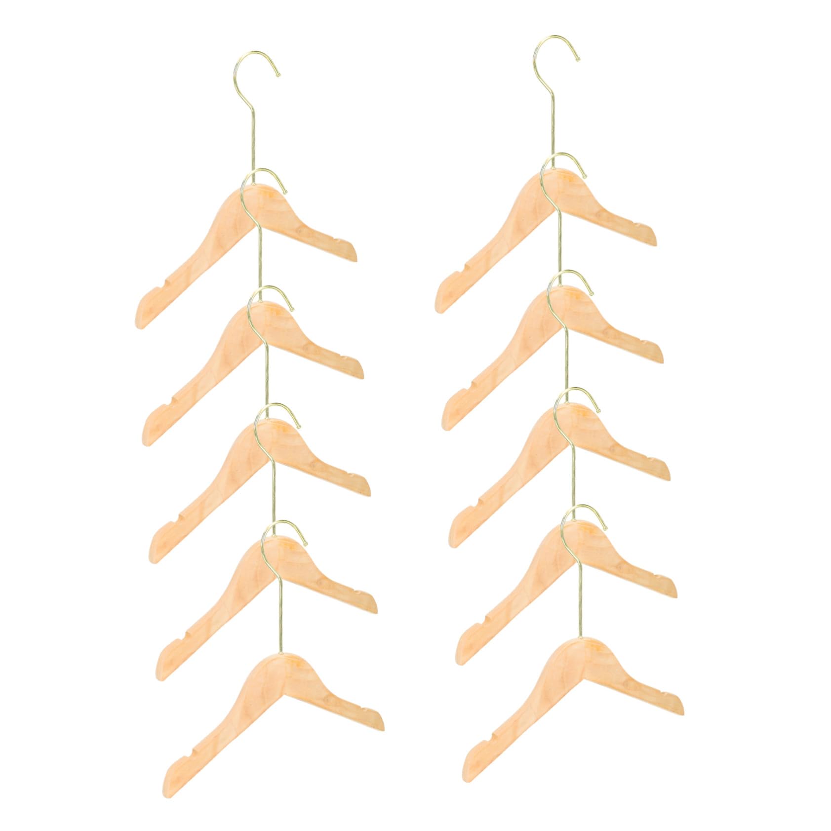 Hemobllo Perchas Infantiles de Madera sin Pintura, para Ropa de Ñiño, 10 Unidades, Ganchos Dorados, Antideslizantes para Guardar en Casa