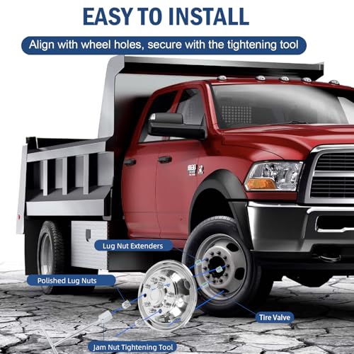 Image of hightall 19.5 Wheel Simulators, 19.5 inch 10 Lug Stainless Steel Hubcaps,Polished Surface,2Pcs Front Wheel /2Pcs Rear Wheel,Bolts On Wheel Cover Set Compatible with 2008-2023 Dodge Ram 4500 /5500