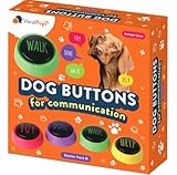 VocalPups Dog Buttons for Communication Starter Pack II - Female Voice, Dog Talking Button Set, Talking Buttons for Dogs, Speech Training | Dog Communication Buttons - Already Recorded Words