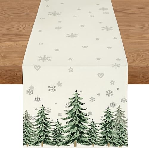 YCOLL Weihnachtsdeko Tisch Tischläufer Weihnachten Tischläufer Grün...