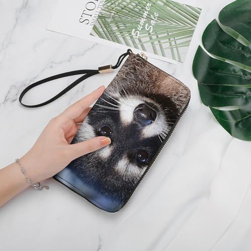 Northern Raccoon's Face Long Wallet for Women Men Coin Pouch Credit Card Holder Zipper Purses with Wristlet4