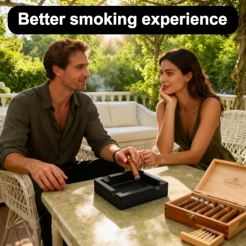 Outdoor Cigar Ashtrays Unbreakable Large Ring Gauge Silicone Ashtrays for Patio/Outside/Indoor/Home Decor with 4 Rest Cigar Holder Ash Tray Minimalistic - Image 5
